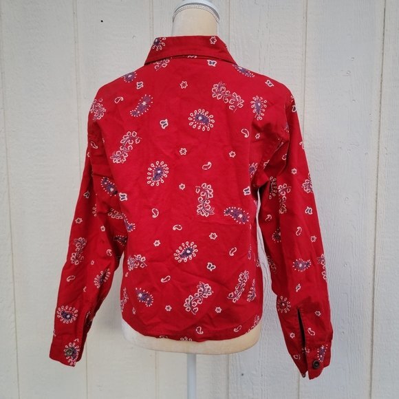 Boston Proper Red White & Blue Paisley print jacket Bandana Vintage Print - Picture 2 of 3